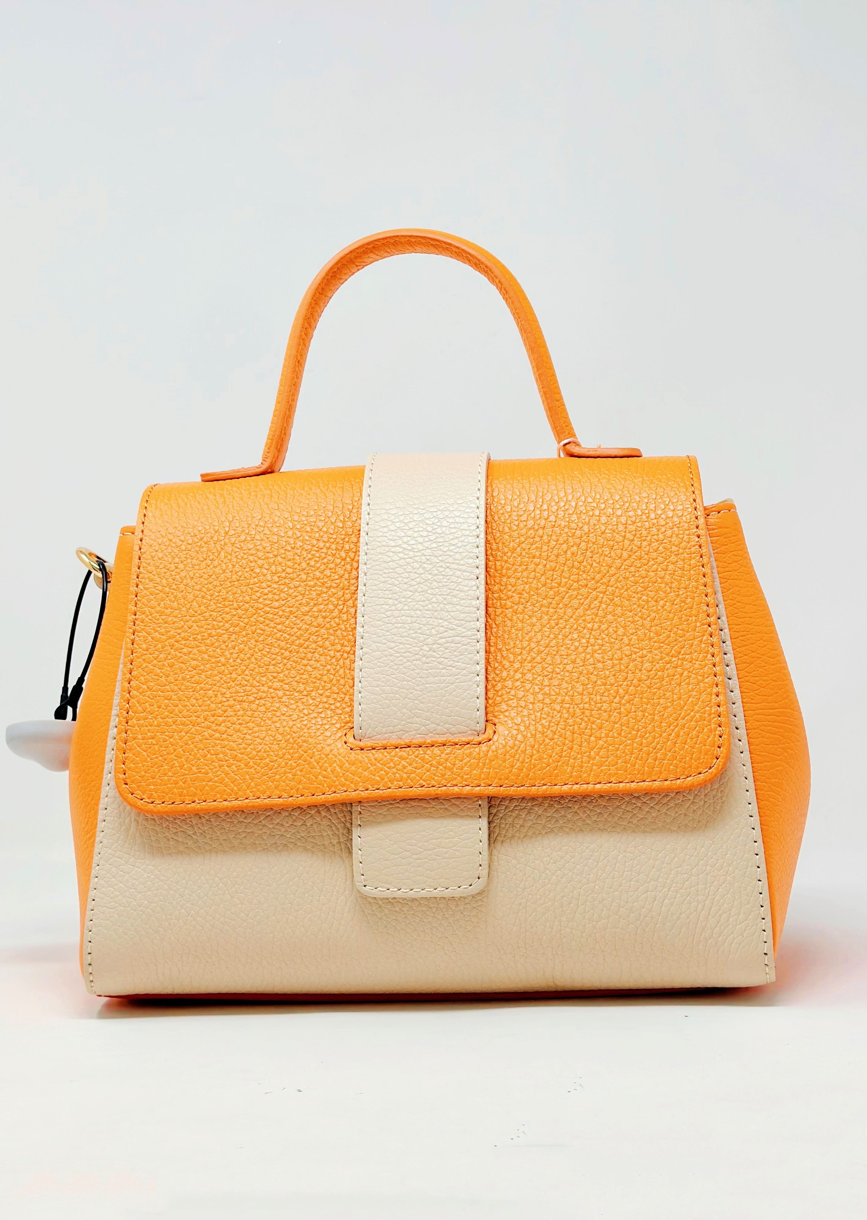 Borsa in Pelle 119200 arancione 100%Vera Pelle Made in italy