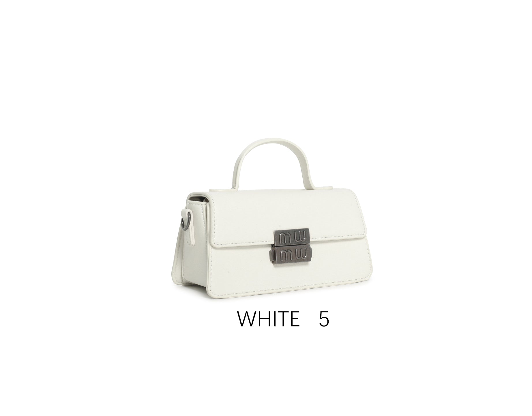 Mini borsa vintage con chiusura in metallo e tracolla regolabile Bianco