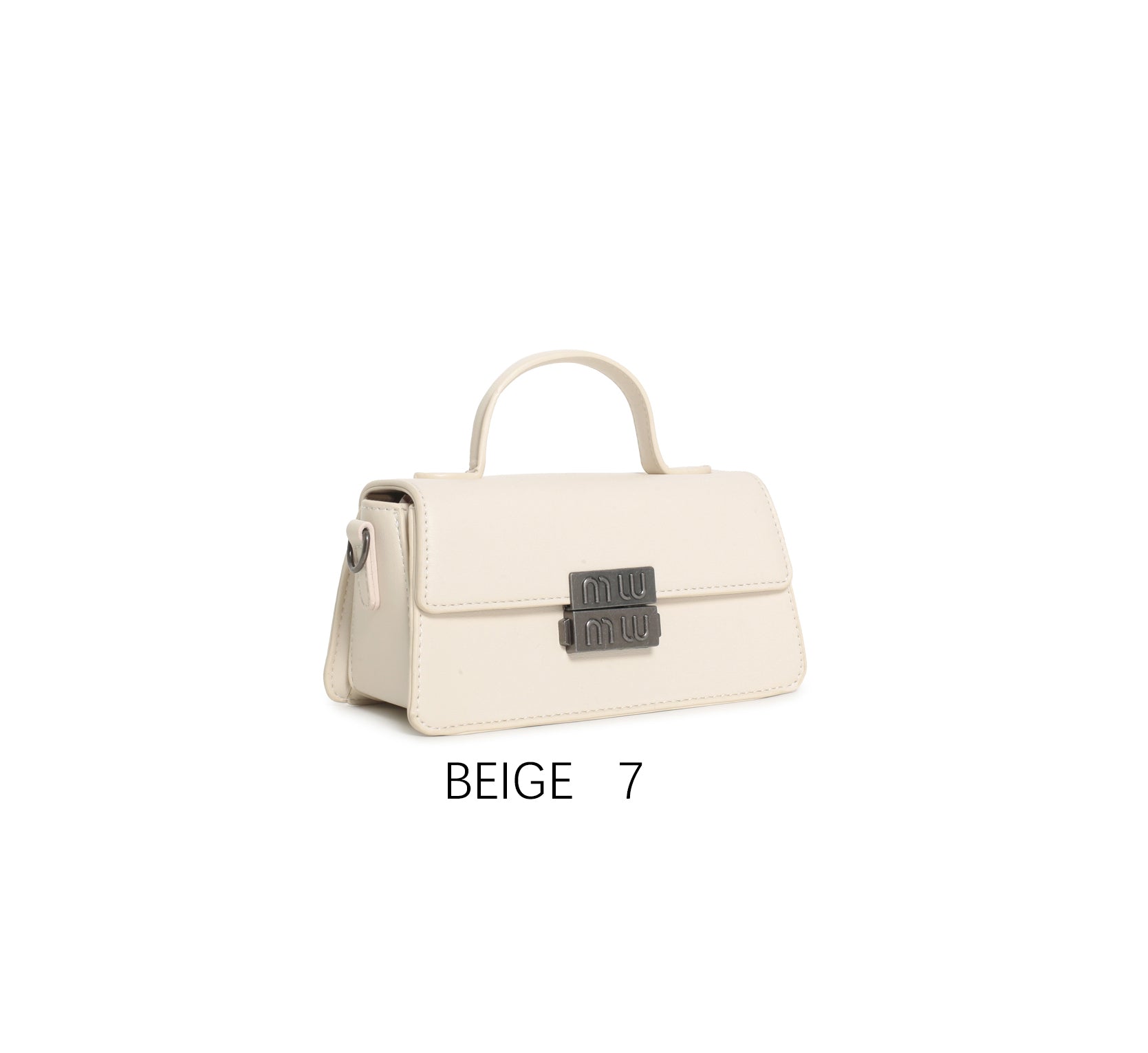 Mini borsa vintage con chiusura in metallo e tracolla regolabile Beige