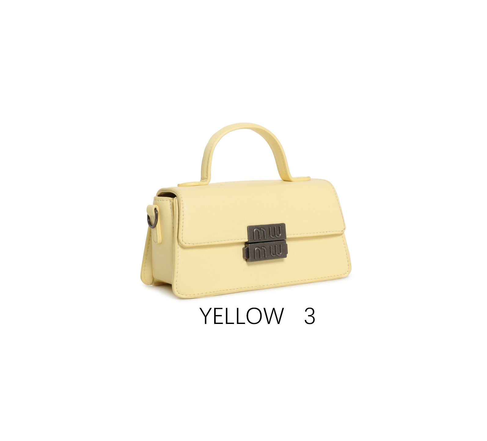 Mini borsa vintage con chiusura in metallo e tracolla regolabile Giallo