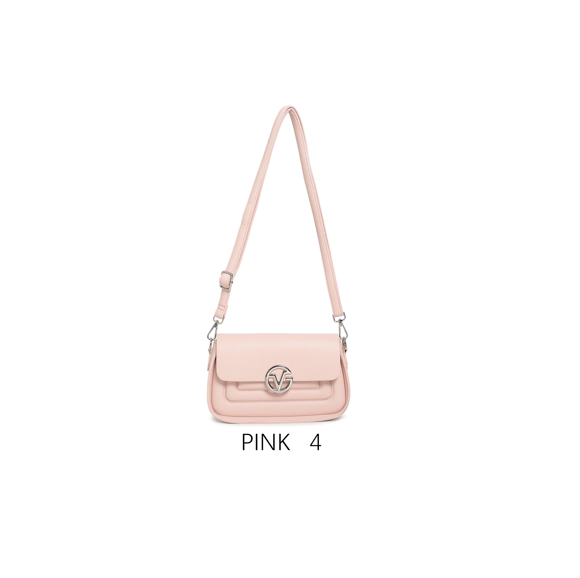 Elegant Small Shoulder Bag with Adjustable Strap & Metal Logo Rosa