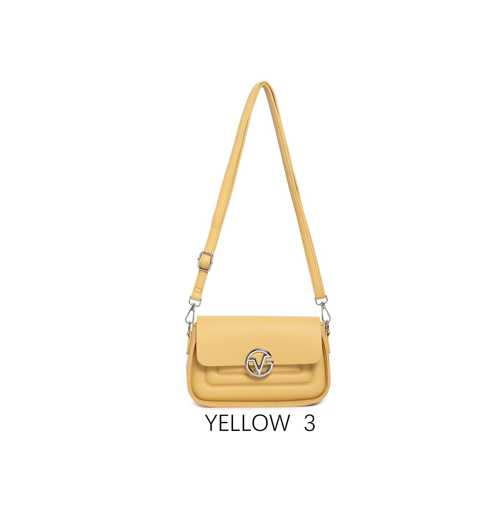 Elegant Small Shoulder Bag with Adjustable Strap & Metal Logo Giallo