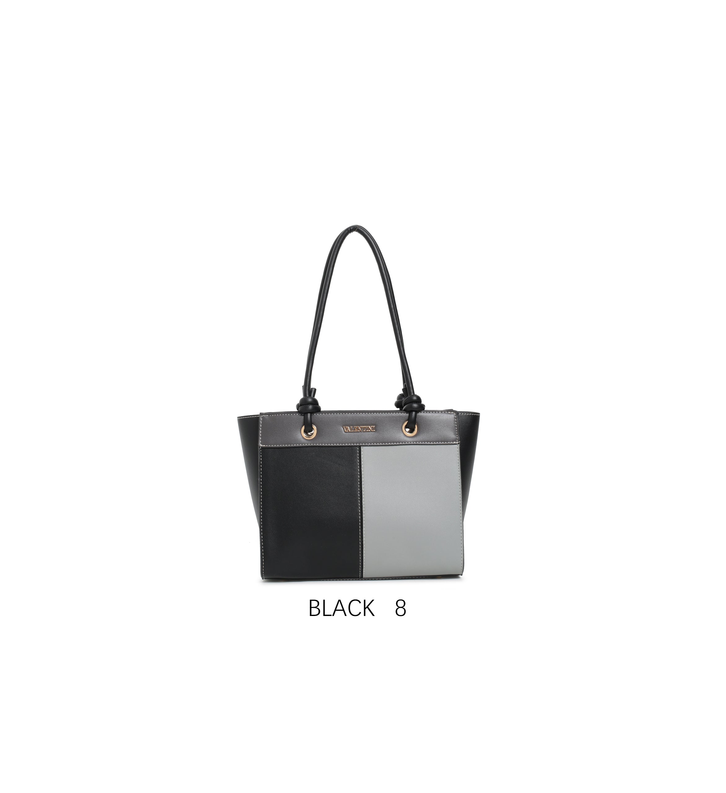 Borsa tote a blocchi di colore con manico e tracolla regolabile Nero