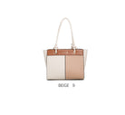 Borsa tote a blocchi di colore con manico e tracolla regolabile Beige