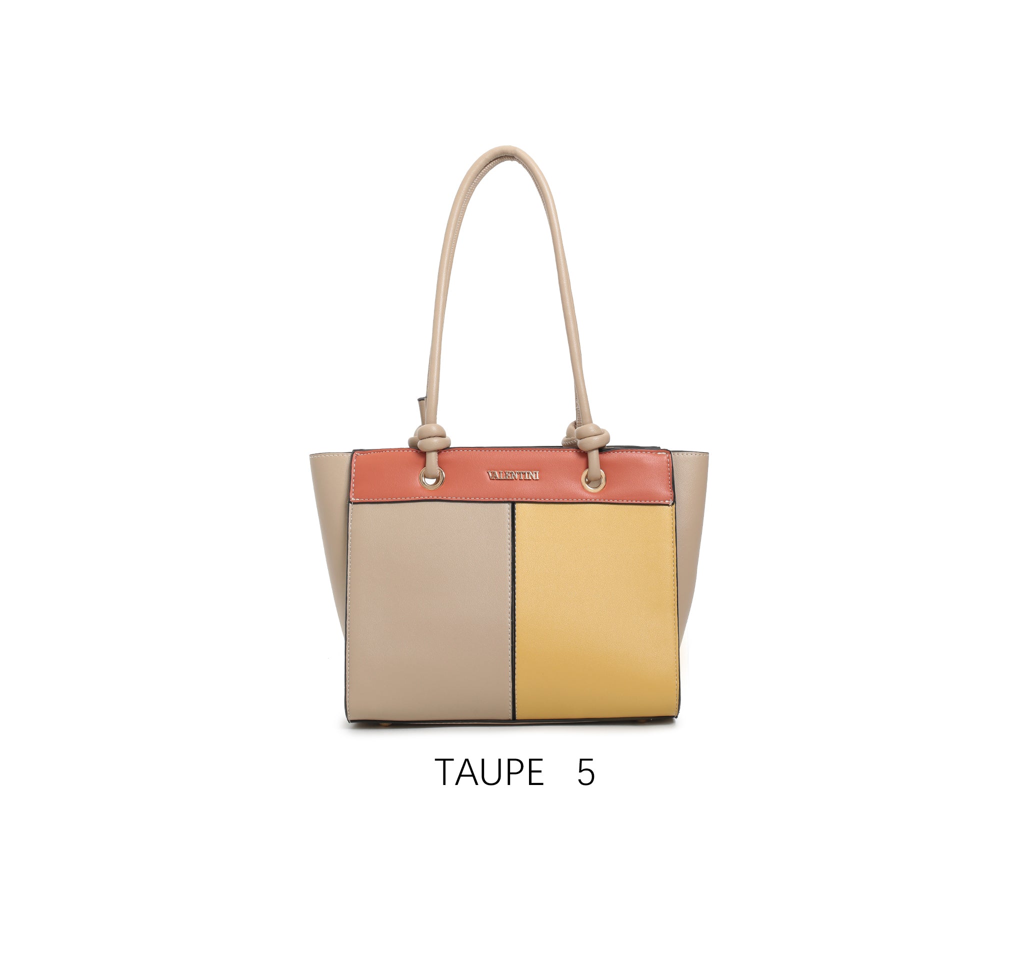 Borsa tote a blocchi di colore con manico e tracolla regolabile Taupe
