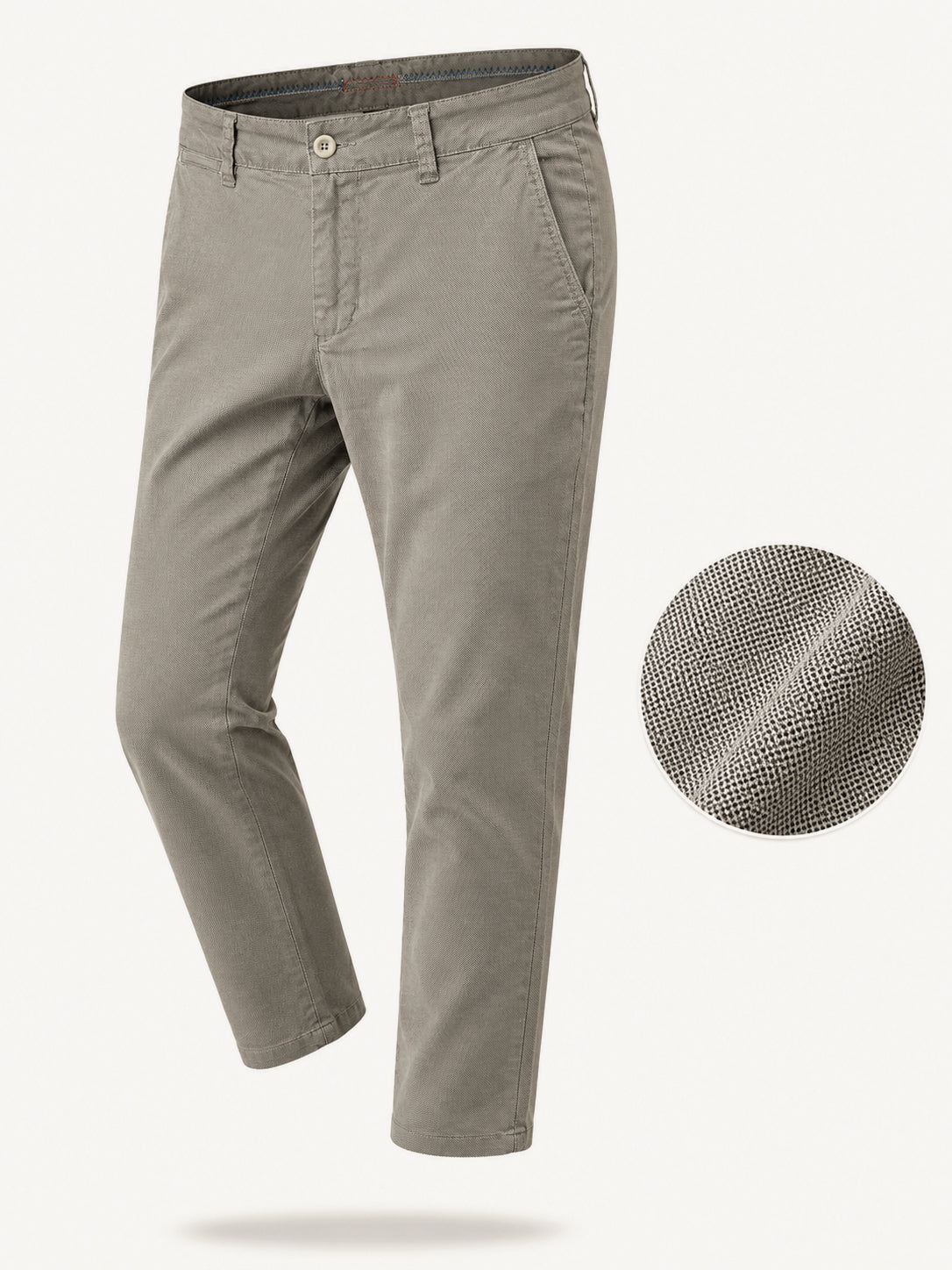 Pantaloni Chino Uomo Eleganti Casual Slim Fit Crema