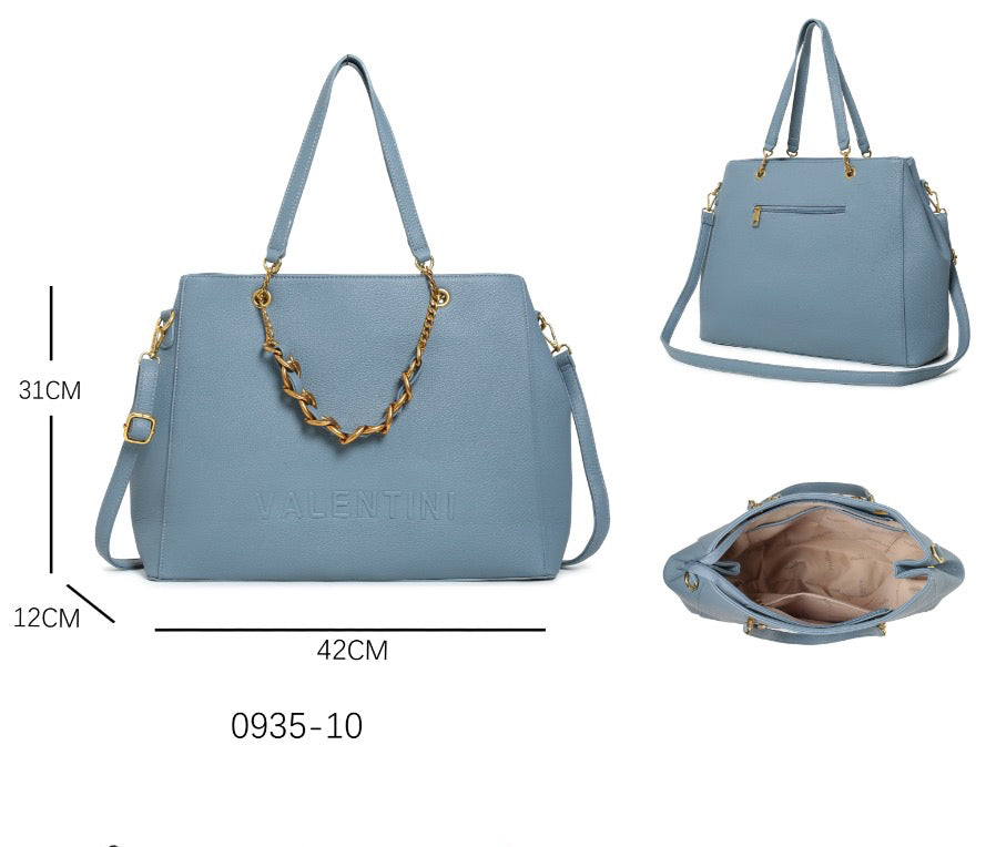 Borsa tote capiente con catena decorativa e tracolla regolabile