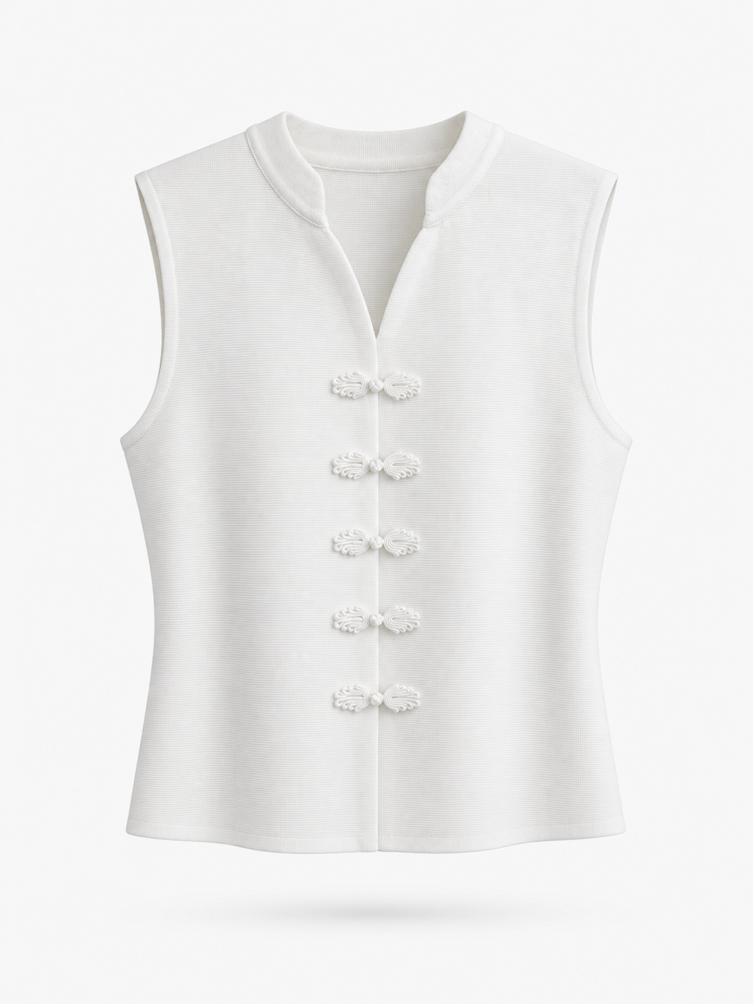 Gilet in Maglia Donna con Bottoni Decorativi – Smanicato Elegante Bianco Taglia unica-40-55kg