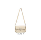 Elegant Small Shoulder Bag with Adjustable Strap & Metal Logo Taupe