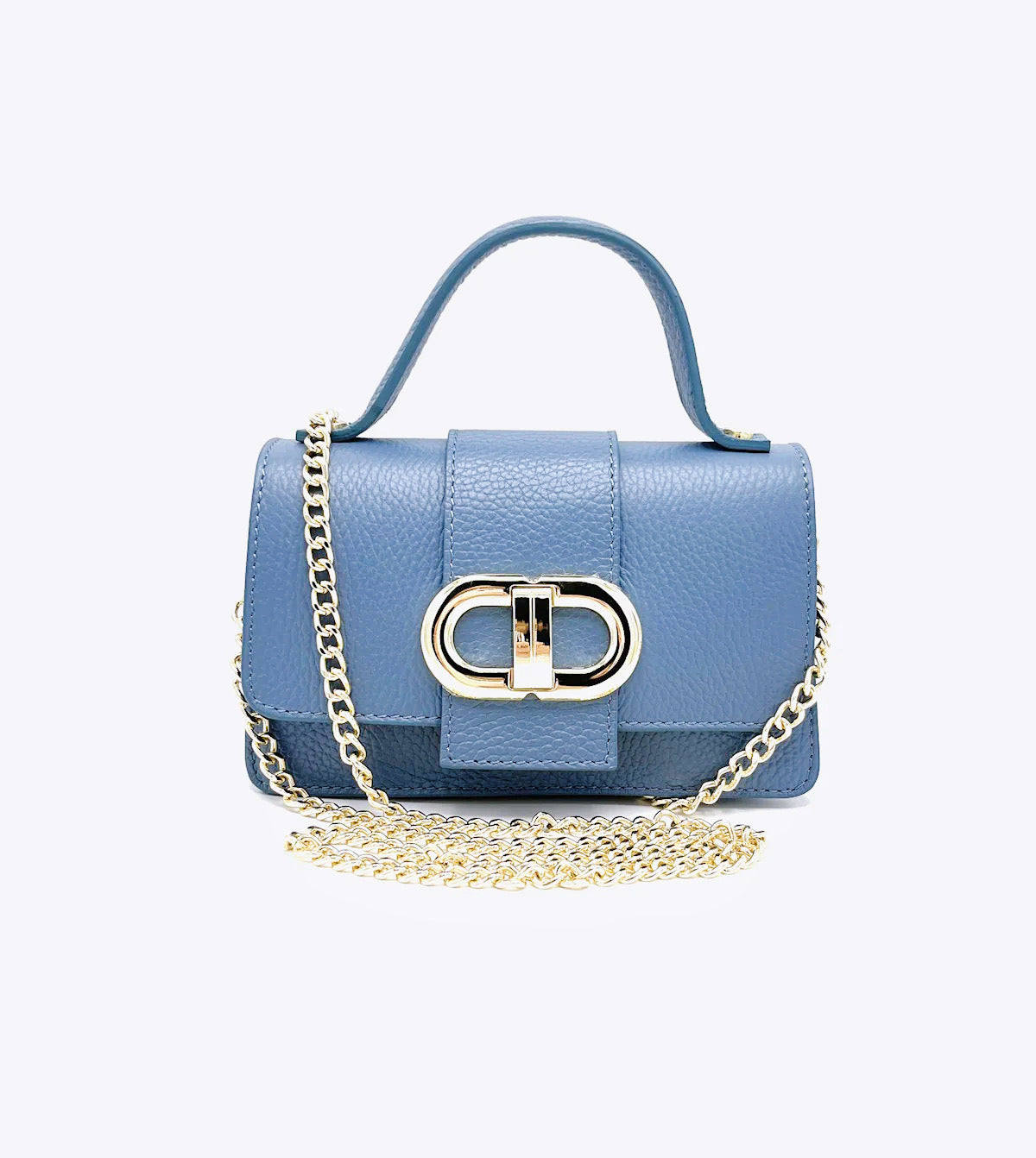 Genuine leather shoulder bag, MINI size, made in Italy, art. 112413 Light Blue