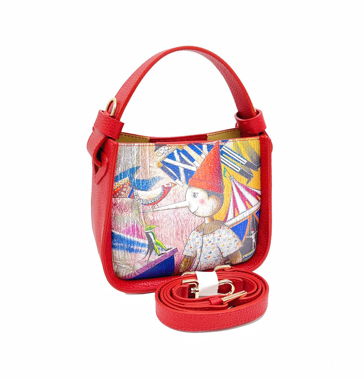 Printed genuine leather handbag, Made in Italy 1