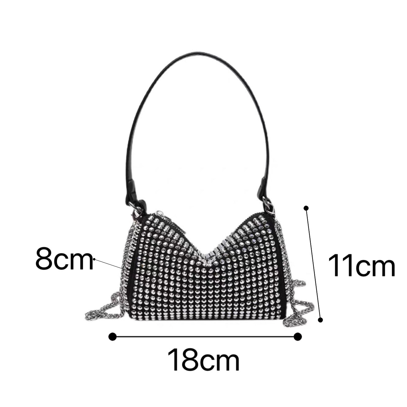 Nuova Borsa A Tracolla Con Diamanti Caldi Per Donne, Elegante E Alla Moda In Stile Coreano Con Catena In Metallo E Grande Capacità Per Donne, Diamante, Lucido, Leggero