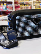 Borsa a tracolla a banda larga popolare borsa con strass con diamante brillante da donna 2024 nuova borsa per fotocamera con diamante alla moda borsa quadrata piccola a spalla singola