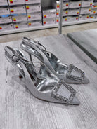 Sandali Eleganti con Tacco Alto - Design Brillante Argento