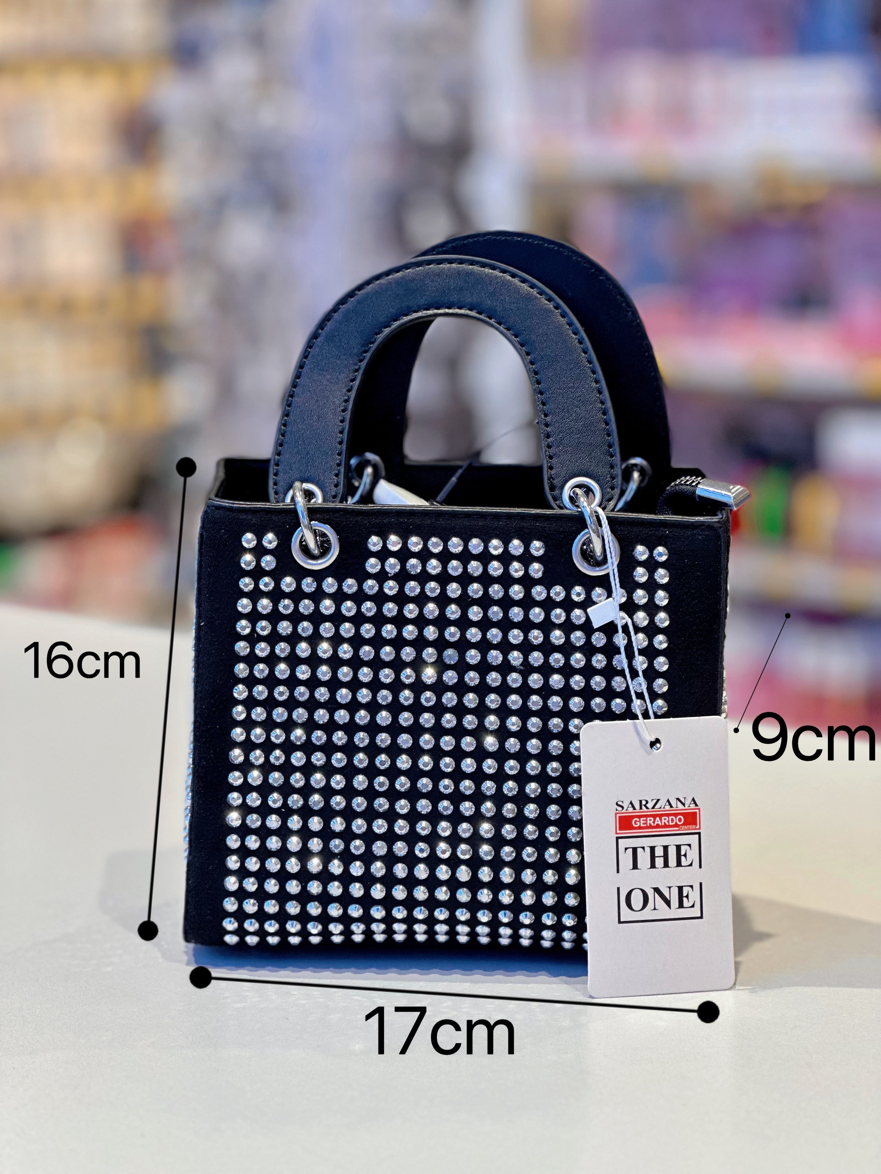 Borsa a tracolla casual creativa tempestata di diamanti, borsa quadrata monospalla alla moda e versatile, pelle sintetica