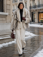 Giacca Donna in Pelliccia Sintetica Sfumata 408 beige.nero taglia unica 45-60kg