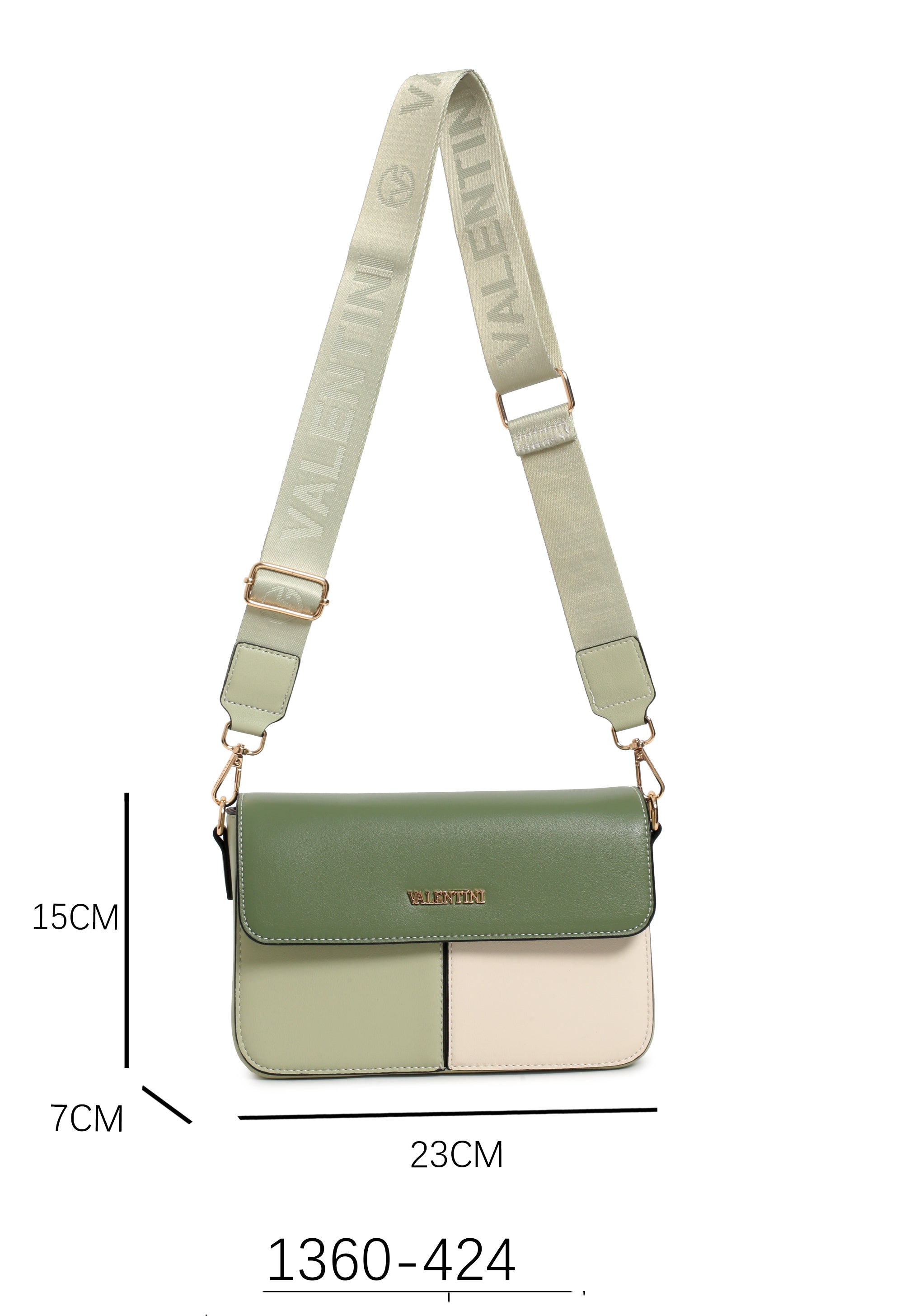 Borsa a tracolla multicolore funzionale Verde