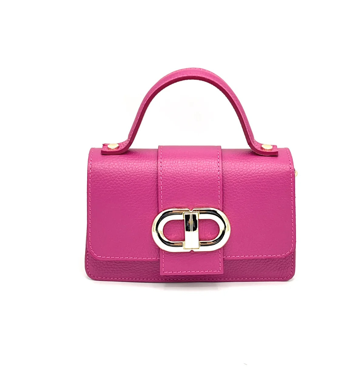 Genuine leather shoulder bag, MINI size, made in Italy, art. 112413 Fuchsia