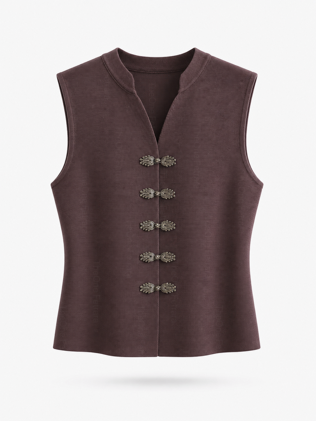Gilet in Maglia Donna con Bottoni Decorativi – Smanicato Elegante Caffe Taglia unica-40-55kg