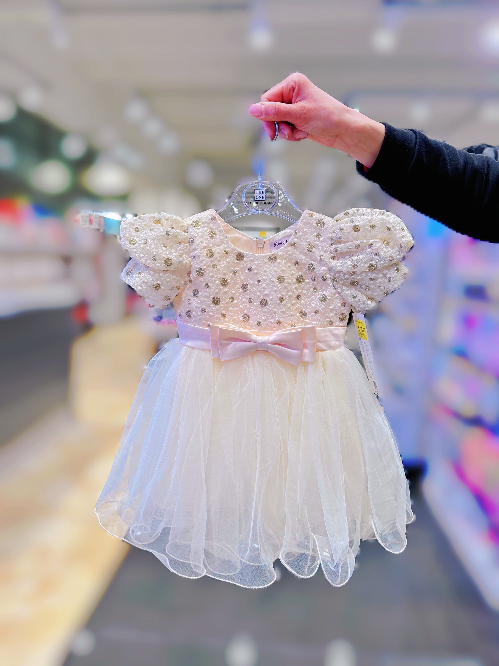 Vestito elegante bambina avorio oro 6M–36M Cerimonia, battesimo