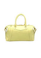 Borsa Boston da donna in vera pelle gialla con tracolla regolabile, borsa pelle made in italy, art. 112677